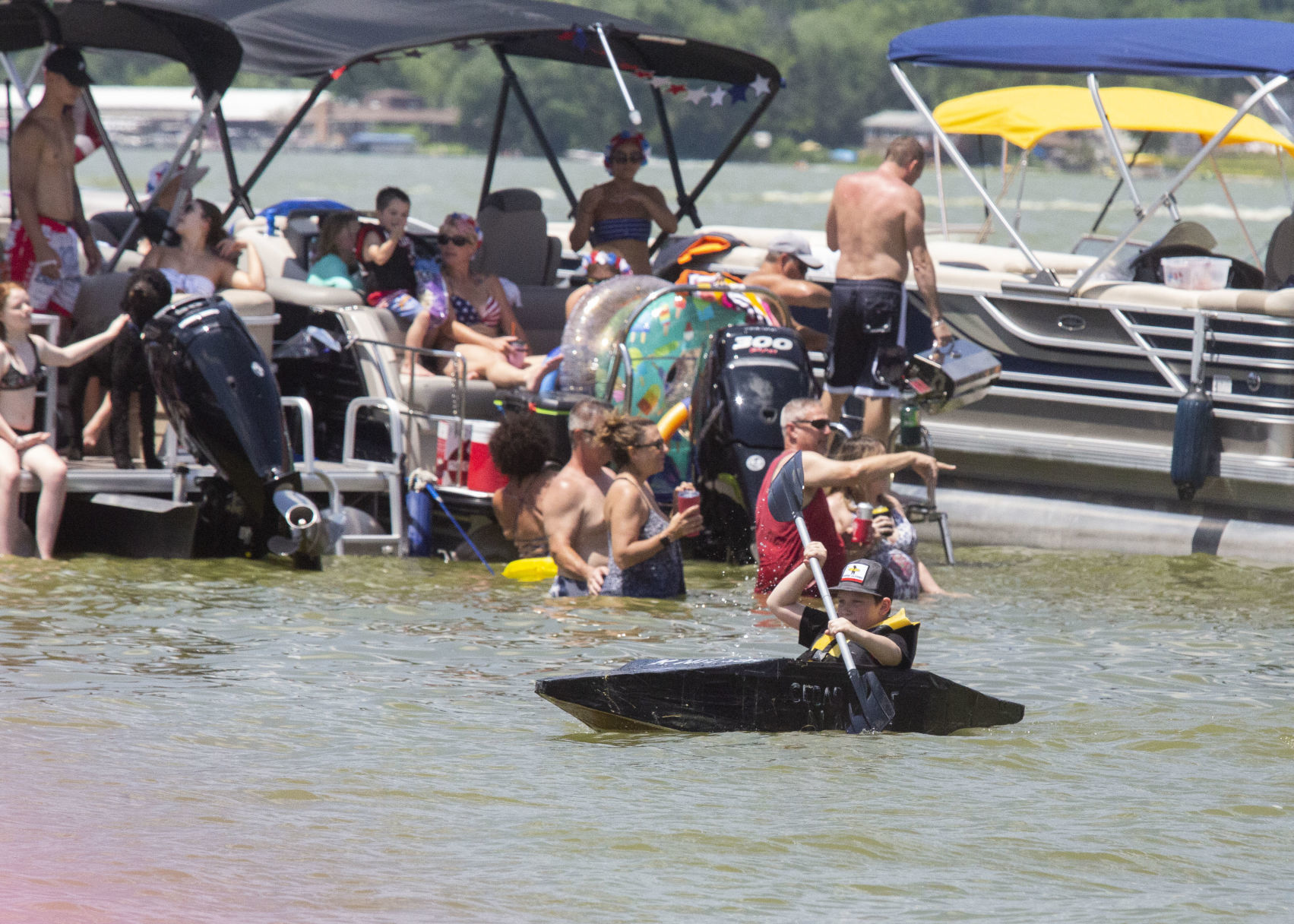 Cardboard boat race at Cedar Lake